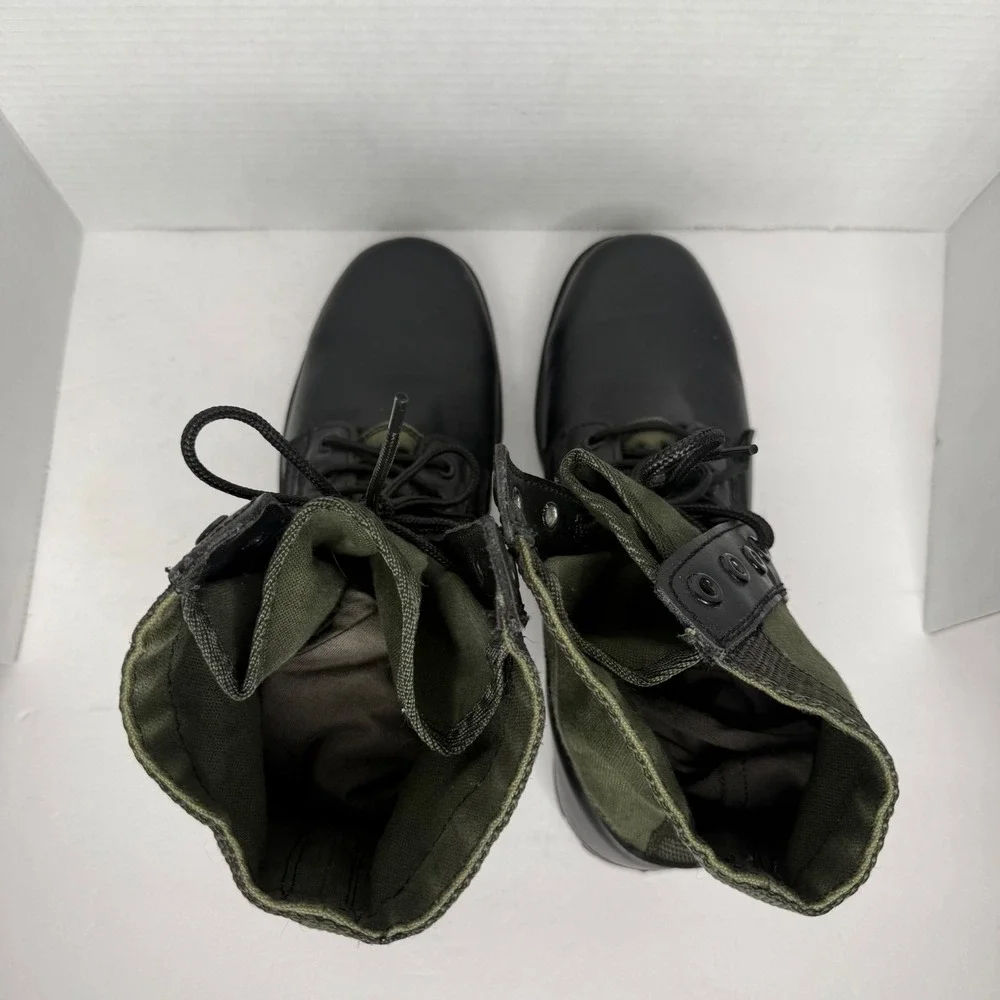 Vietnam Jungle Combat Boots Mens 12 Black Green Leather Military Reproduction